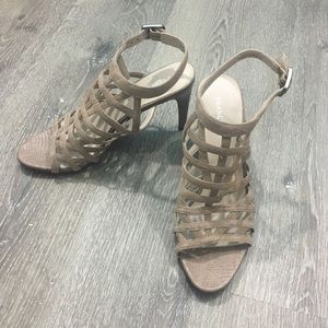 Franco Sarto strappy leather cage heels